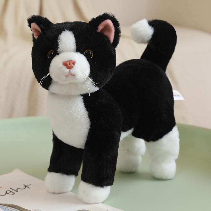 25CM Simulation Cat Doll Stuffed Animal Lifelike Pet Cat Toys Home Ornament Holiday Surprise Gift