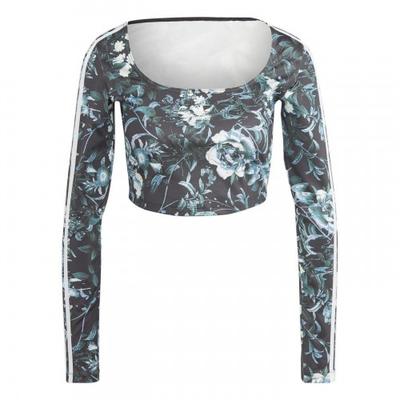 Womens/Ladies Floral Cropped Slim Long-Sleeved Blouse