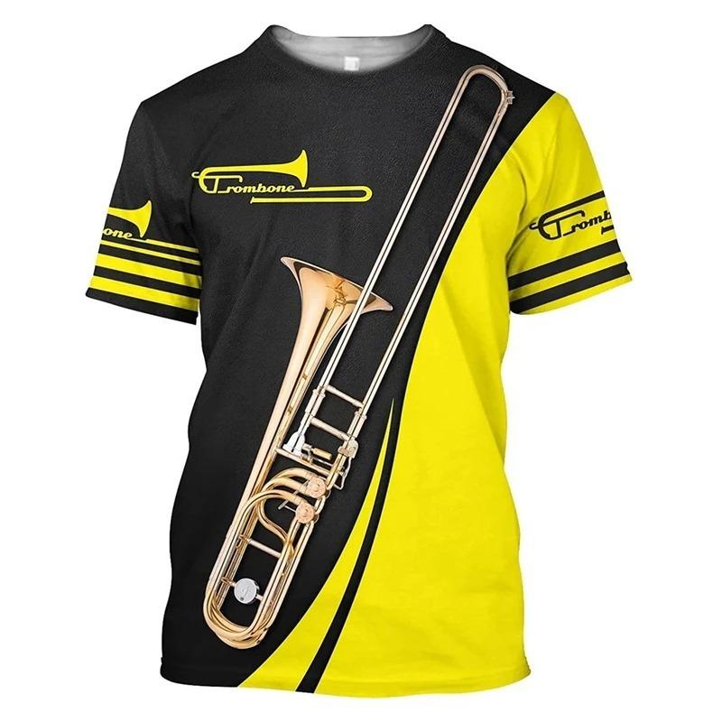 3D Print Saxophone Men Women T-shirts Summer Casual Short Sleeve Jazz Tshirts Streetwear O Neck Oversized Harajuku Y2k Kids Tops