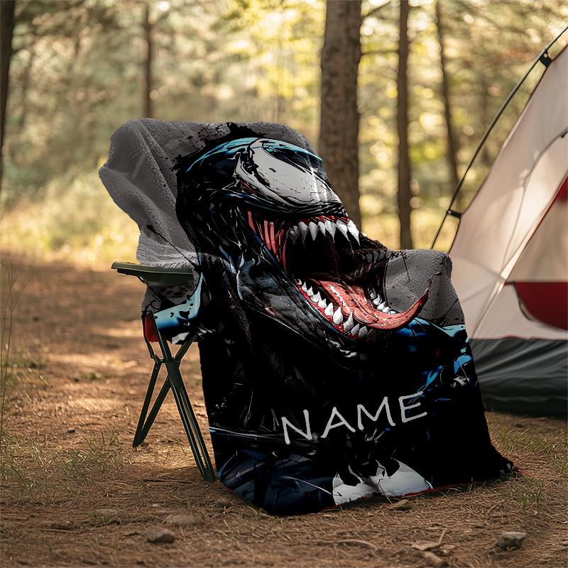 Customizable Venom Throw Blanket – Personalized Name, All-Season Cozy Snug Blanket, Machine Washable, Personalized Blanket
