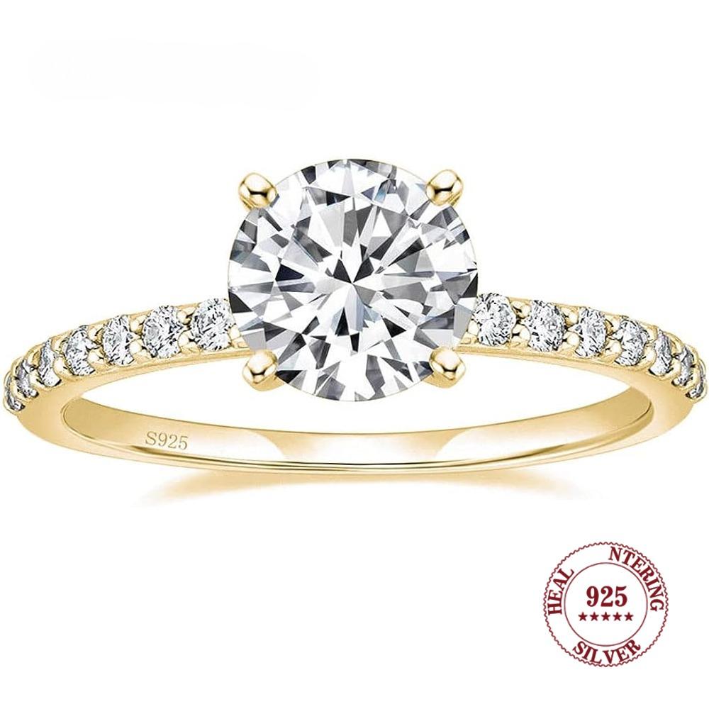 

Женские кольца из стерлингового серебра 925 пробы, 1,25 карата, круглое обручальное кольцо с фианитом, обручальное кольцо с цирконием, ослепительные ювелирные изделия, подарок