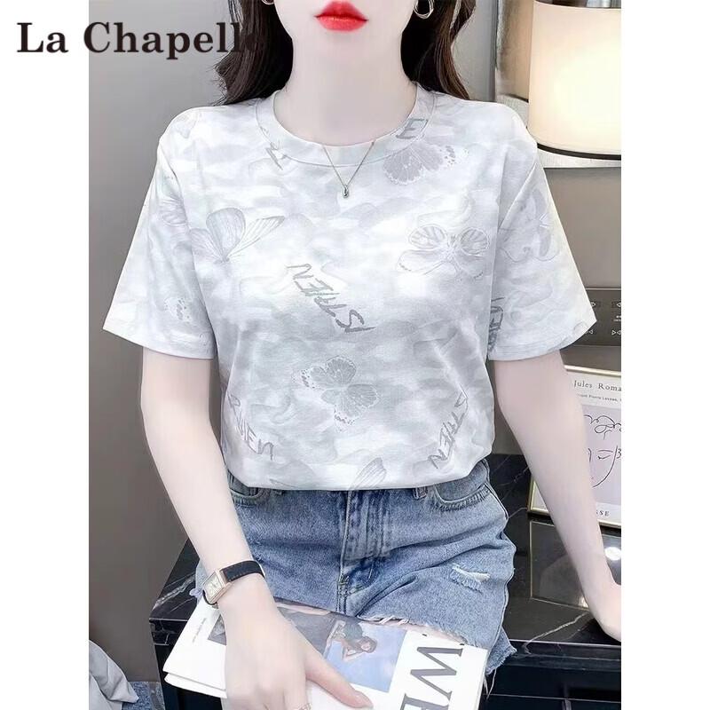 La Chapelle Women s 2026 Summer Floral Print Short Sleeve T-Shirt L белый