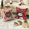 1 \ 4pcs Christmas Pillow Cover Snowman, Elderly, Printed Pattern Cushion Cover, Suitable for Room Living Room, (No Pillow Core)