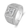 2026 Men's Ring Full Diamond Fashion Light Luxury Men's Open Ring Accessories