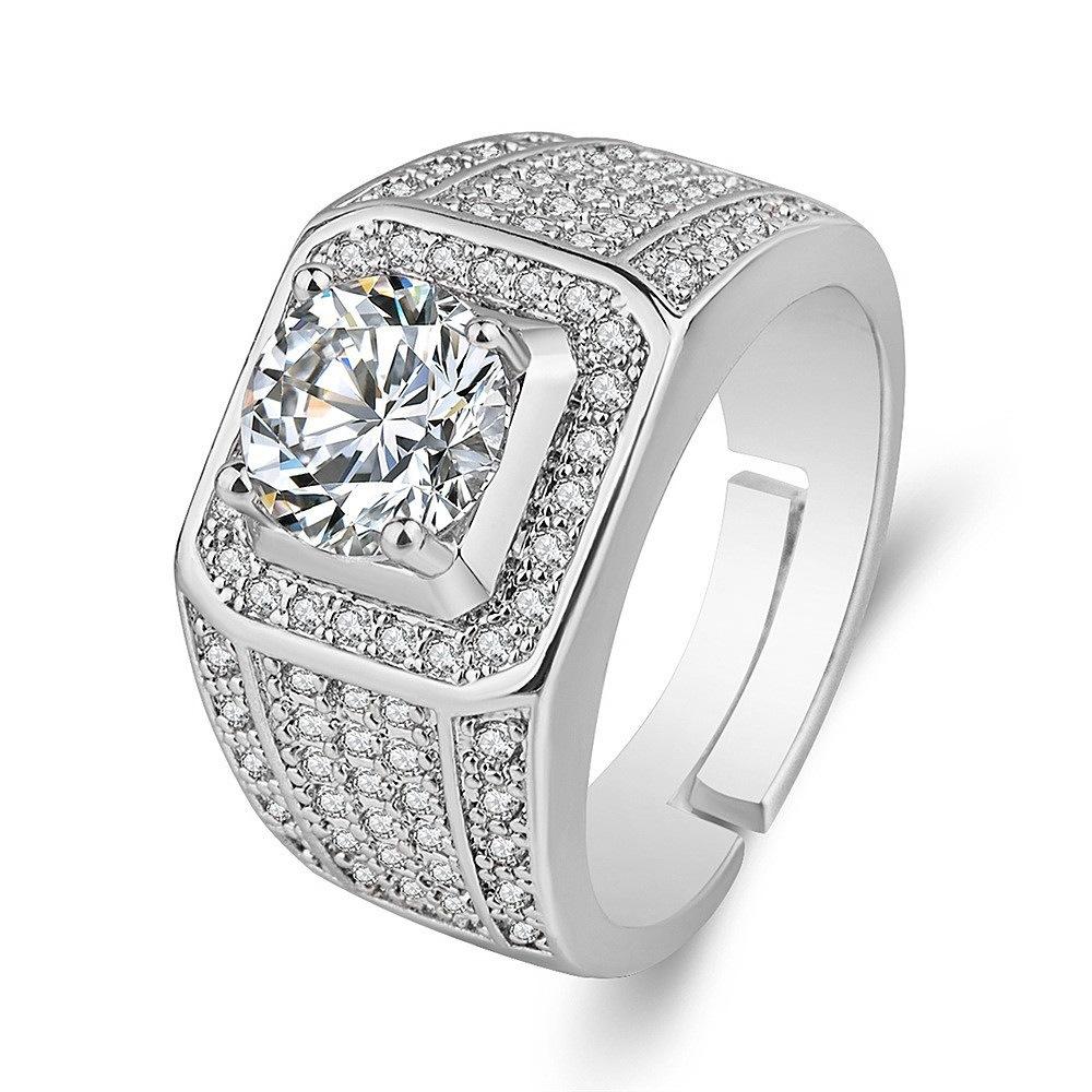 2026 Men's Ring Full Diamond Fashion Light Luxury Men's Open Ring Accessories