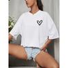 European and American New Short-sleeved T-shirt Women's Casual Loose T-shirt with Chic Heart-shaped Printing