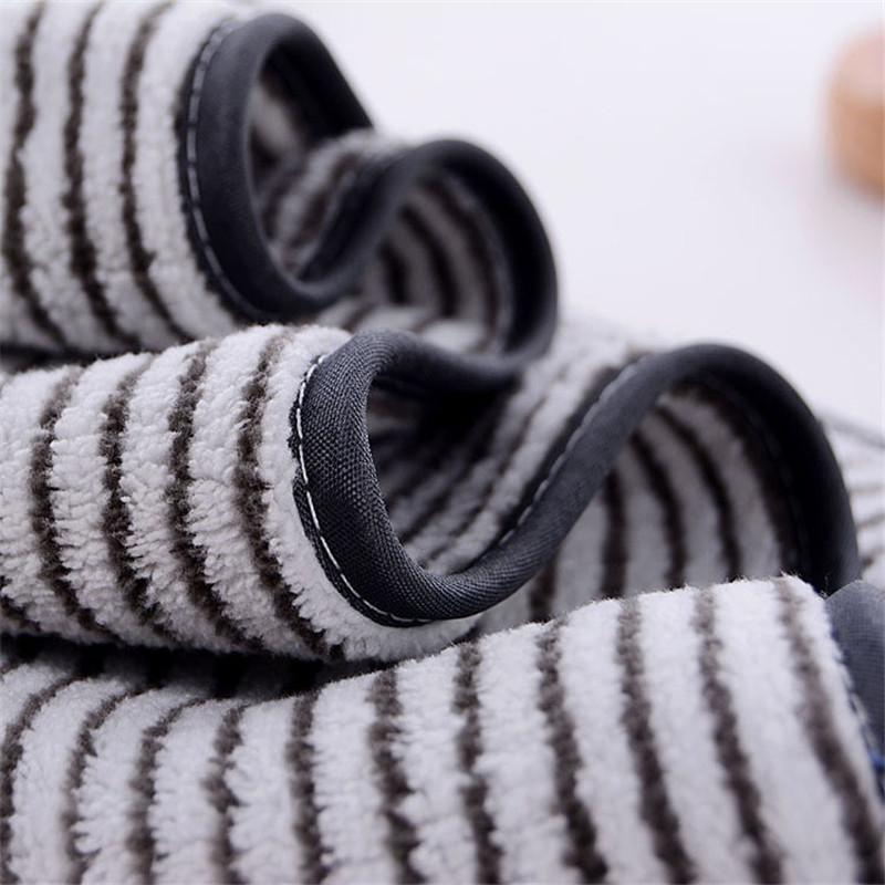 1Pc 35x75cm Bamboo Charcoal Fiber Coral Fleece Hanging Stripes Dry Hair Bathroom Adult Hand Towel