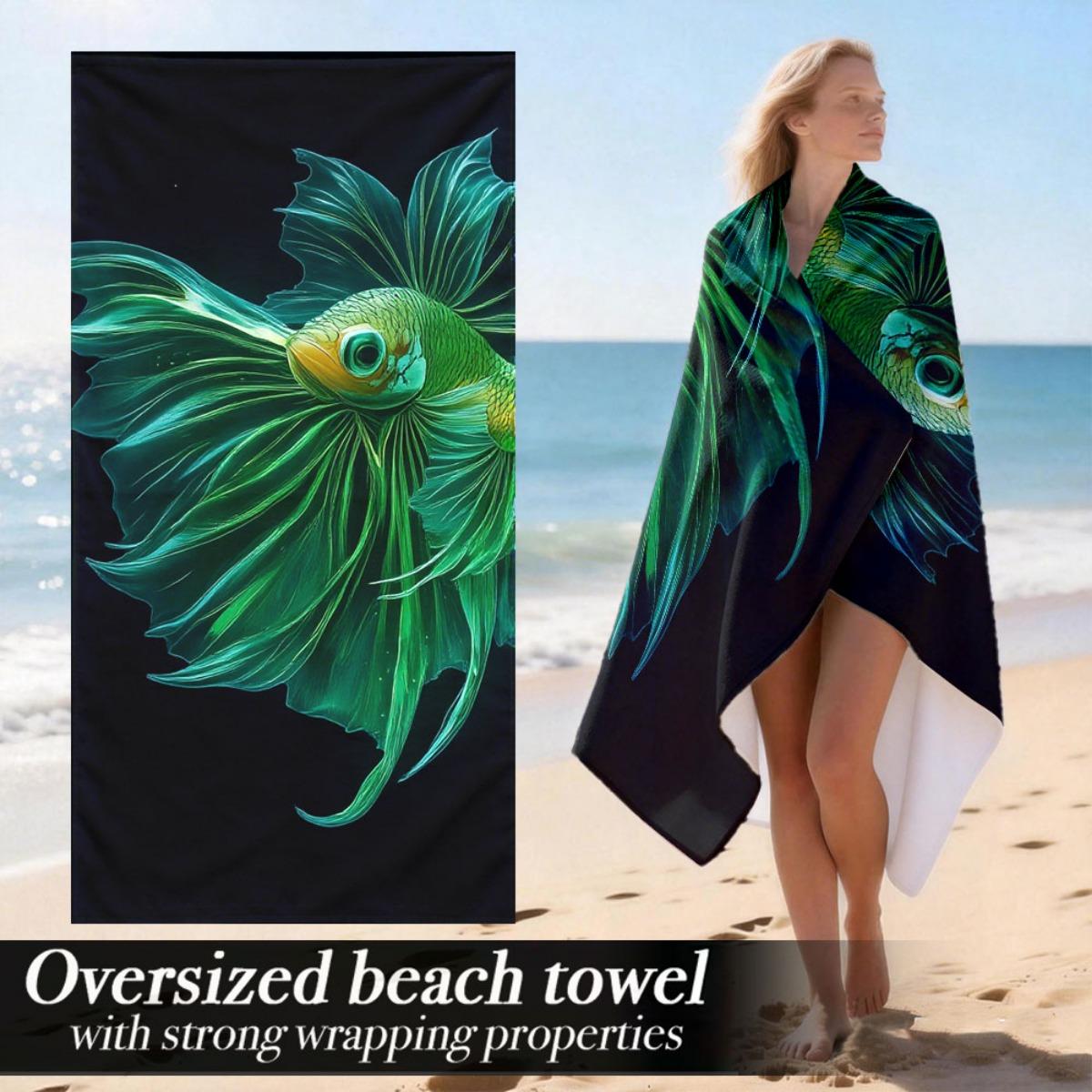 

Emerald Goldfish Art Oversized Beach Towel – Lightweight & Plush, Vibrant Design, Perfect for Pool & Sports Use 90x180cm W30*H60(CM)
