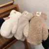 Korean Women Faux Fur Mittens Plush Thicken Warm Halter Winter Baby Gloves Girls Boys Lamb Wool Ladies Snow Gloves Outdoor