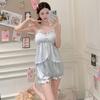 Ice silk pajamas female summer girl pure desire suspender shorts loungewear set pajamas female pink sexy pure desire