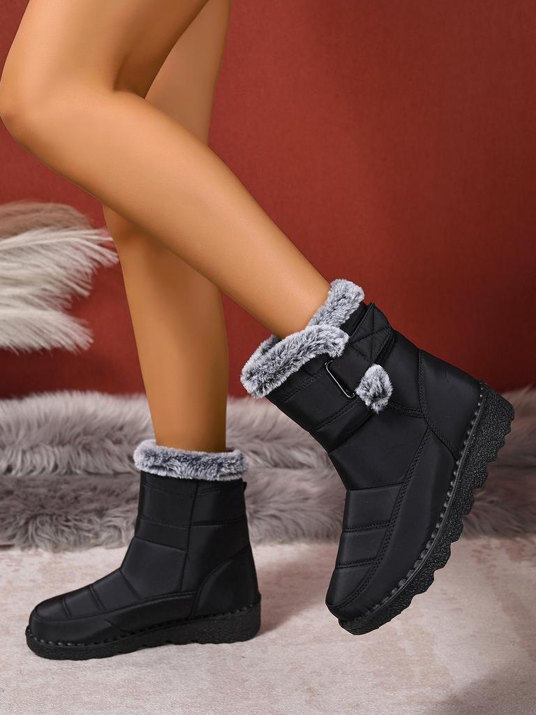 2025 Winter New Pure Color Women's Cotton Boots Fashion Anti-skid and Wear-resistant Warm and Comfortable Winter Women' Boots