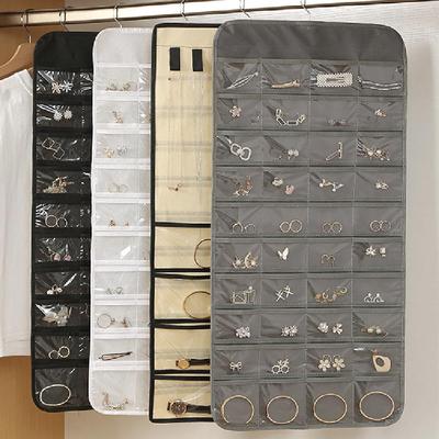 Hanging Jewelry Organizer with Hanger Metal Hooks Single / Double-Sided Jewelry Holder for Earrings, Necklaces, Rings On Closet, Wall, Door