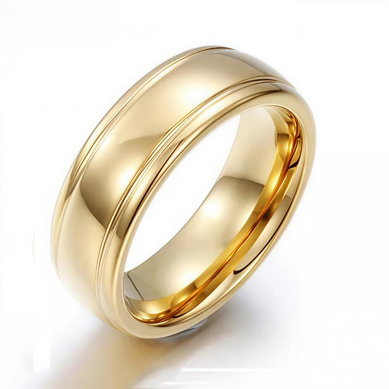 

Gold Color Men Tungsten Carbide Ring Fashion Classic Style Anti-Scratch for Wedding Bands Party Rings Jewelry 7