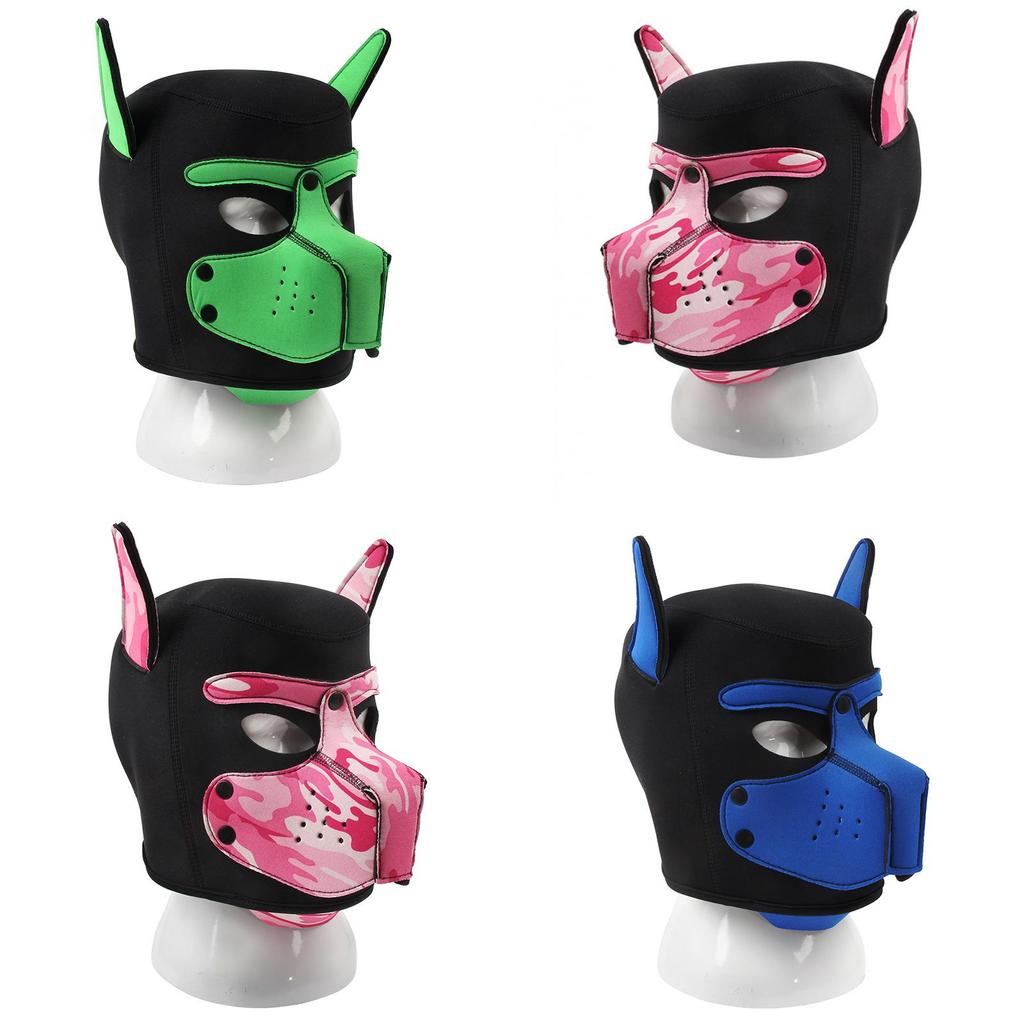 Gelişmiş Rol Oyunu Deneyimleri İçin Yeni Yetişkin Fetiş Köpek Başlı Maske Kostümü Siyah ve Renkli Varyantlarda