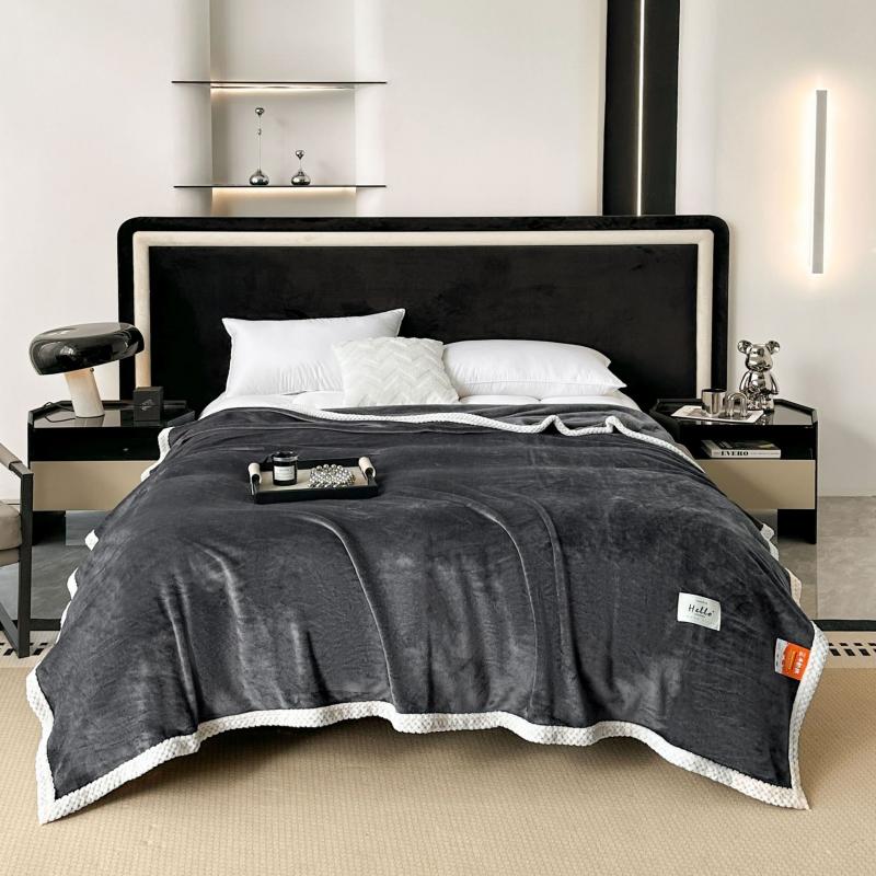 Single Layer Thick Solid Color Warm Flannel Blanket for Nap, Air Conditioning Cover Blanket