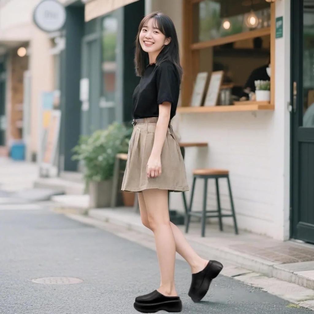 Clog Thick EVA Japanese Shoe [APOSITV] Women's Sandals, Sole, Lightweight, Black, (Black, Sizes, Adult, Alphabet, LL)