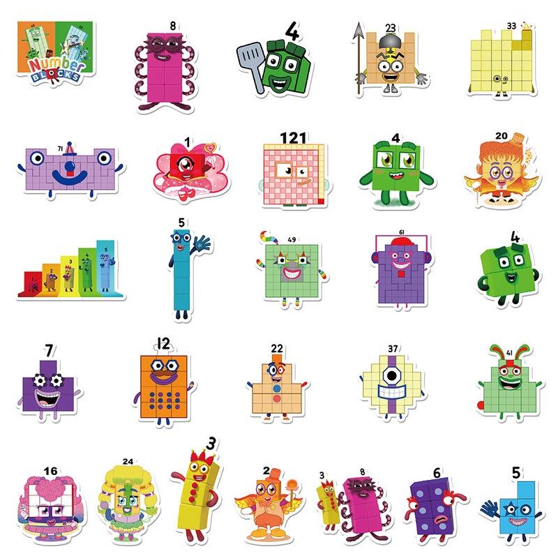 Stickers Numberblocks 50pcs Waterproof Adhesive Reusable Decoration For Cases