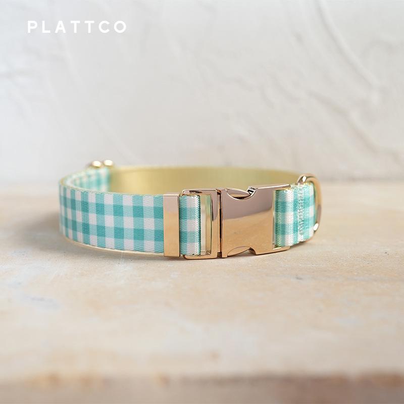 Green Plaid Dog Collar - Pet Supplies Neck Strap for Small and Medium Dogs