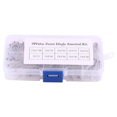 200 Stück 10 Werte Zener-Dioden-Sortiment Elektronik-Kit 1N4738 ~ 1N4748 mit Aufbewahrungsbox