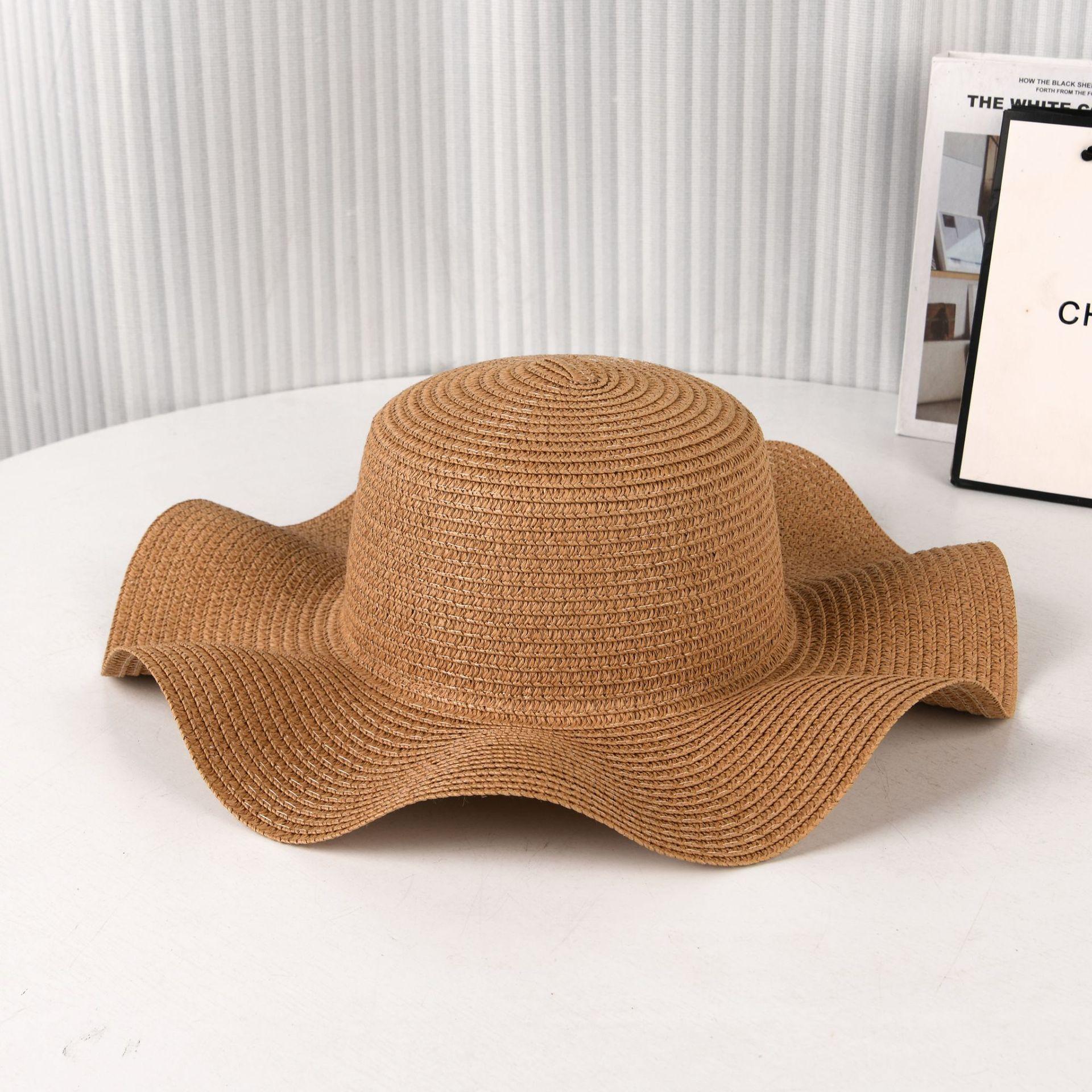 Big Wave Straw Hat Diy Women S Summer Sunscreen Visor Seaside Vacation Big Brim Handmade Diy Direct Sales Tide M(56-58cm) хаки