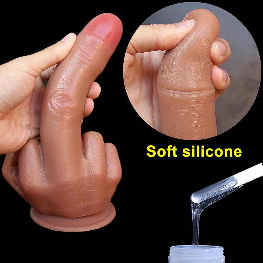 Huge Spoof Middle Finger Gift Thick Dildo Gay Soft Silicone Big Suction Cup Artificial Penis Anal Plug Sex Toy for Women