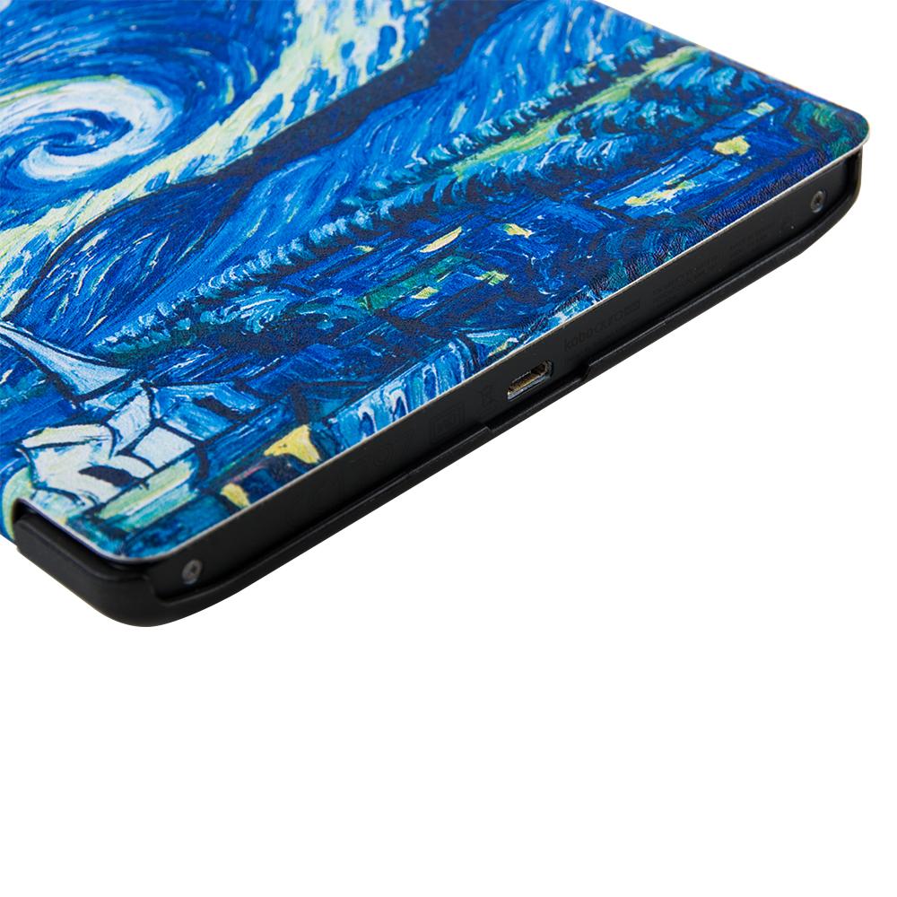 Leather Case for KOBO AURA H2O EDITION 2 6.8 Inch EReader Funda Capa Slim Folio Magnetic Auto Wake Sleep Ebook Print Book Cover