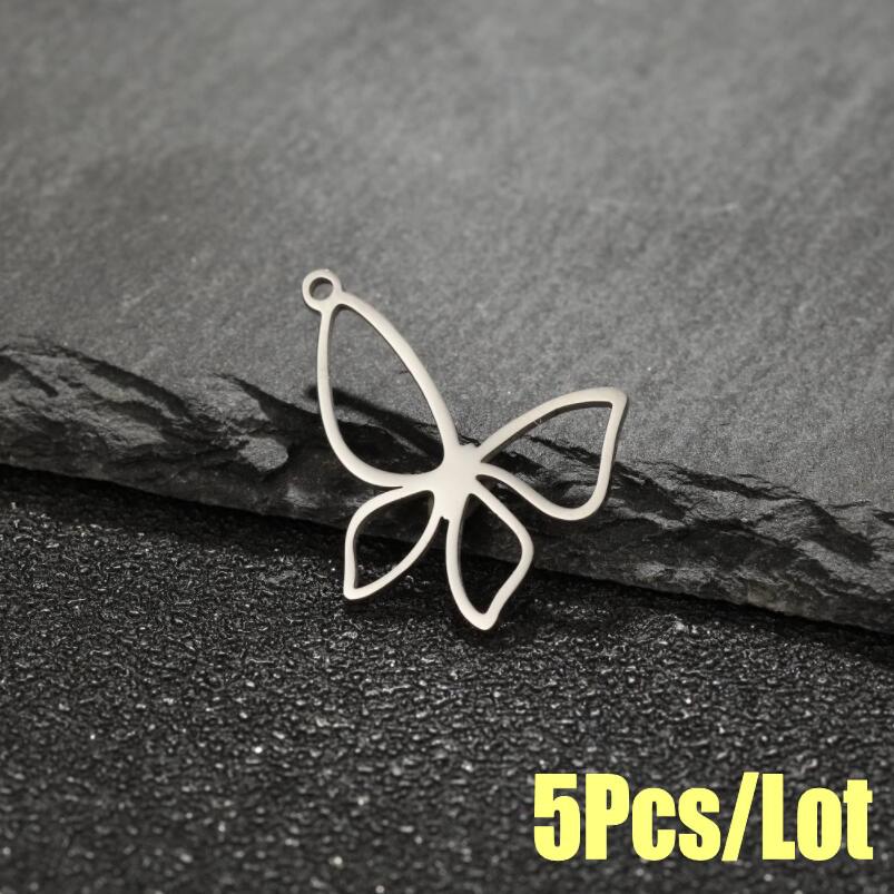 Stainless Steel Butterfly Charms: 5pcs for Handmade Necklaces