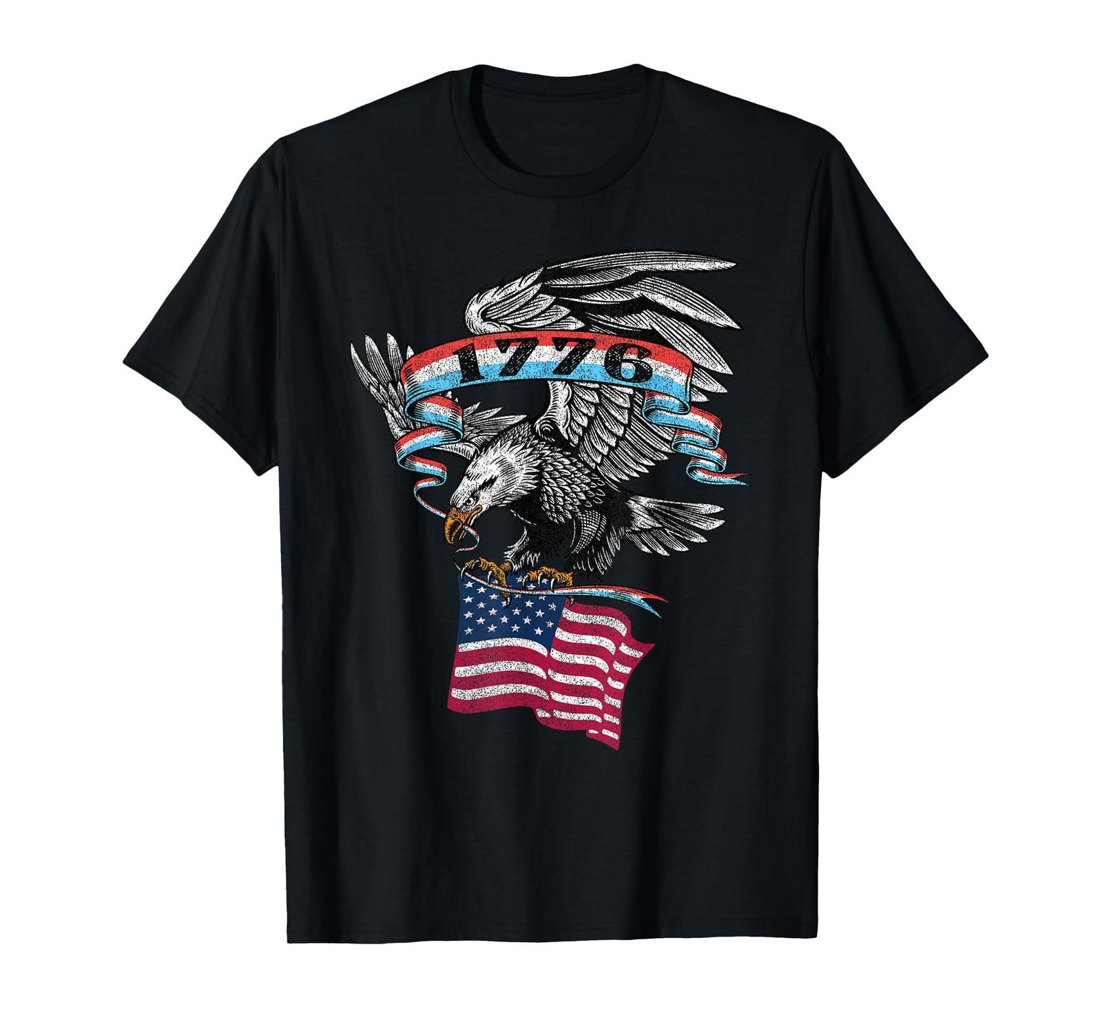 1776 American Flag USA Eagle Vintage Graphic T-Shirt S