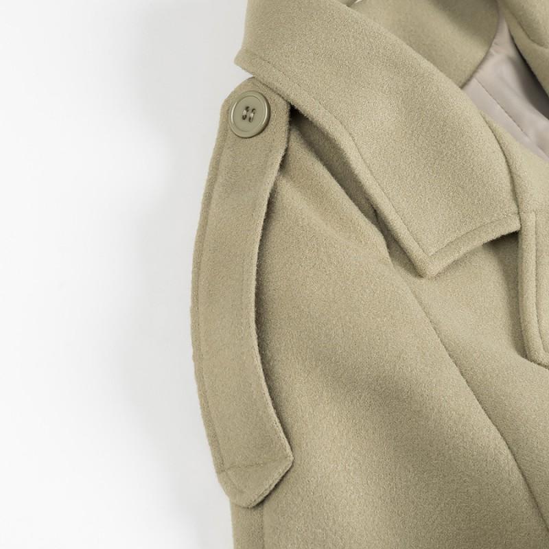 Womens Oversized Wool Blend Trench Coat With Wide Lapel Single Button Cinched Waist 2025