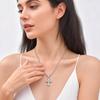 Classic Cross Pendant Necklace for Women, Silver Color Stainless Steel Jesus Necklace, Religious Pray Fashion Jewelry Gift