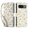 Wallet Case for Google Pixel 10 Pro/10/9 Pro/9 Rhombic Floral Design Leather Flip Phone Cover with Strap