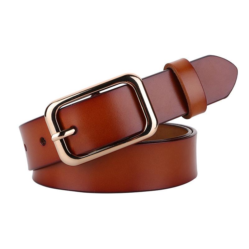 Twolayer Cowhide Womens Casual Belt With Square Buckle For Daily Fashion And Jeans