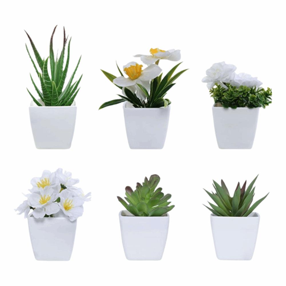 3/6PCS Set New DIY Artificial Potted Plant Mini Plastic Artificial Flower Bonsai Tabletop Landscape Home Display