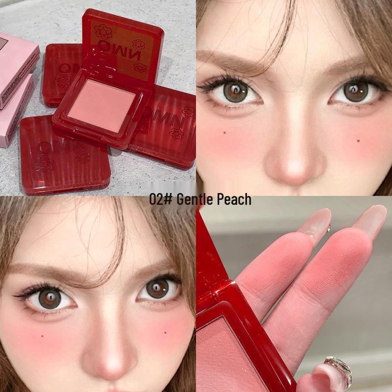 QMN Youthful Peach Blush: Fine Shimmer Contour & Brighten Single Shade for Natural Smoky Eye Makeup.