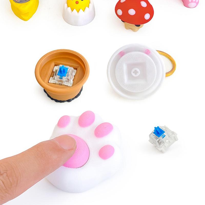 Mini 3D-gedruckte Pilz-Schildkröte Clicker Tastenkappe Drücker Dekompressor Fingerspitzen Stressabbau Entlüftungsspielzeug Lustige Kreative Spielzeuge Geschenke