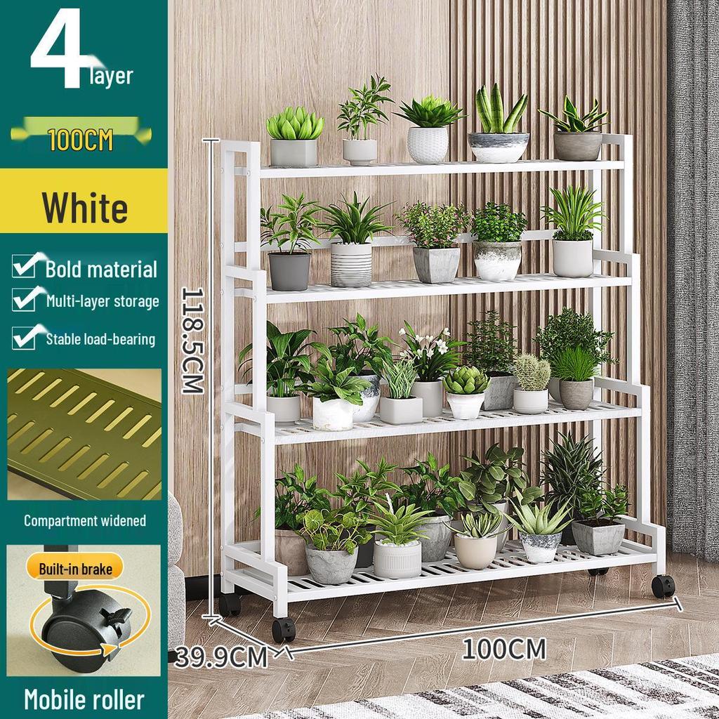Wrought Iron Trapezoidal Plant Stand – Floor Standing Flower Pot Holder for Living Room or Balcony