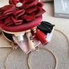 Red Flower Clutch Purse Women Round Evening Bag Crystal Diamond Wedding Silk Handbag Exquisite Chain Shoulder Bags