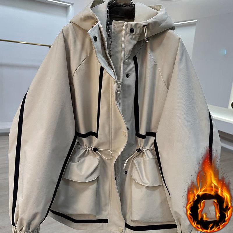 European Goods High-end Ribbon Stitching Contrast Jacket Women's Spring and Autumn Leisure Loose Slim Short Trench Coat