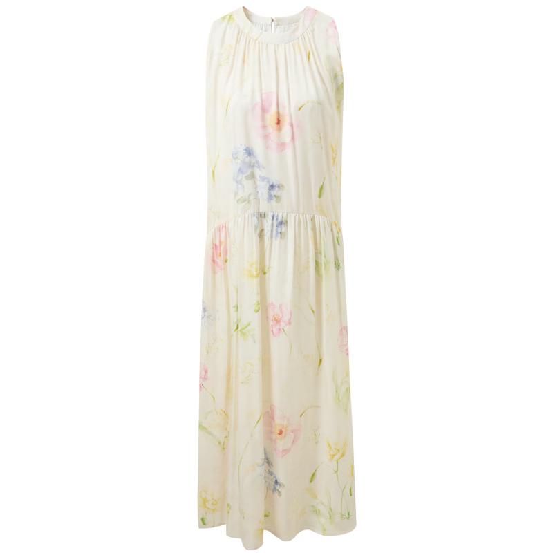 100% Lyocell Halter Neck Floral A-Line Maxi Dress XL