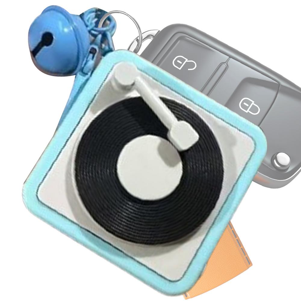 Record Player Keychain Recording Function Vintage Small Vintage Recorder Keychain Decorative Couples Keyring For Keys