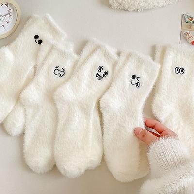 1Pair Solid Cozy Hairy Mink Velvet Socks Women Autumn Winter Hosiery Thicken Warm Sleep Bed Floor Home Fluffy Kawaii Sock