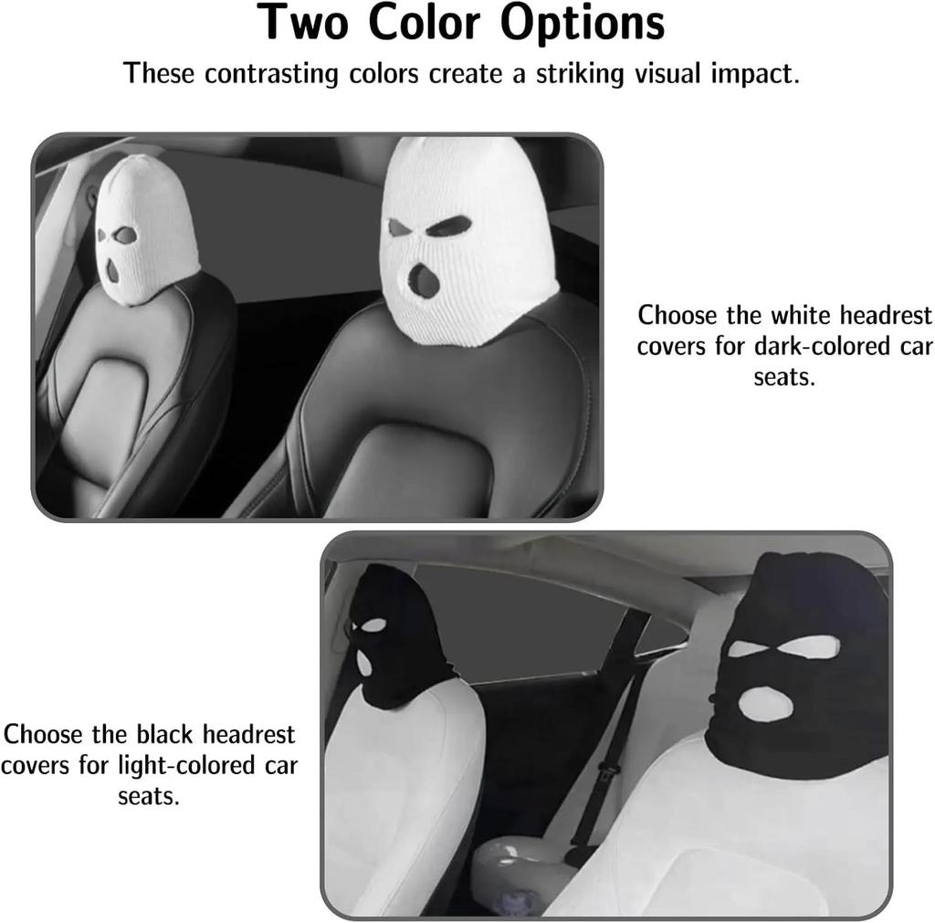 Funny Internet Celebrity Car Seat Headrest Cover Mask with Personality Hat for Special Car Decor.