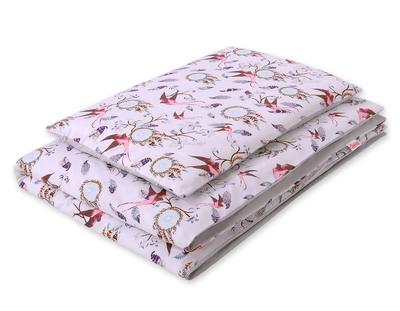 Literie pour enfants en coton réversible 2 pièces - hirondelles roses