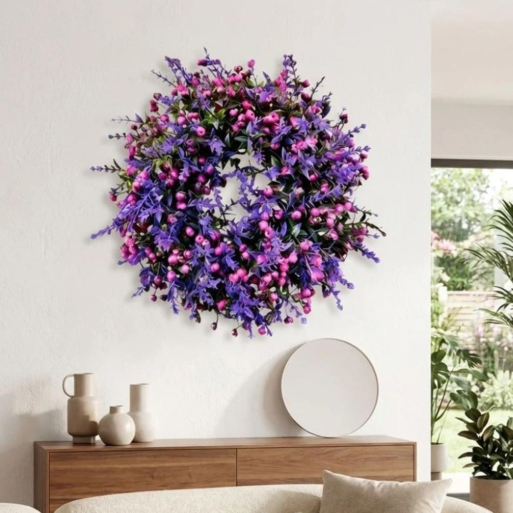 Simulated Plant Lavender Floral Wreath Plastic Front Gate Wreath  Home Decoration