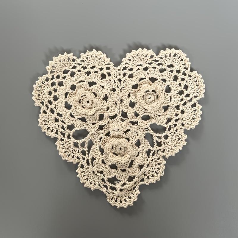Ручная вязка крючком Трехмерное кружевное сердце Винтажная подставка под стакан Подставка под кофейную чашку жёлтый