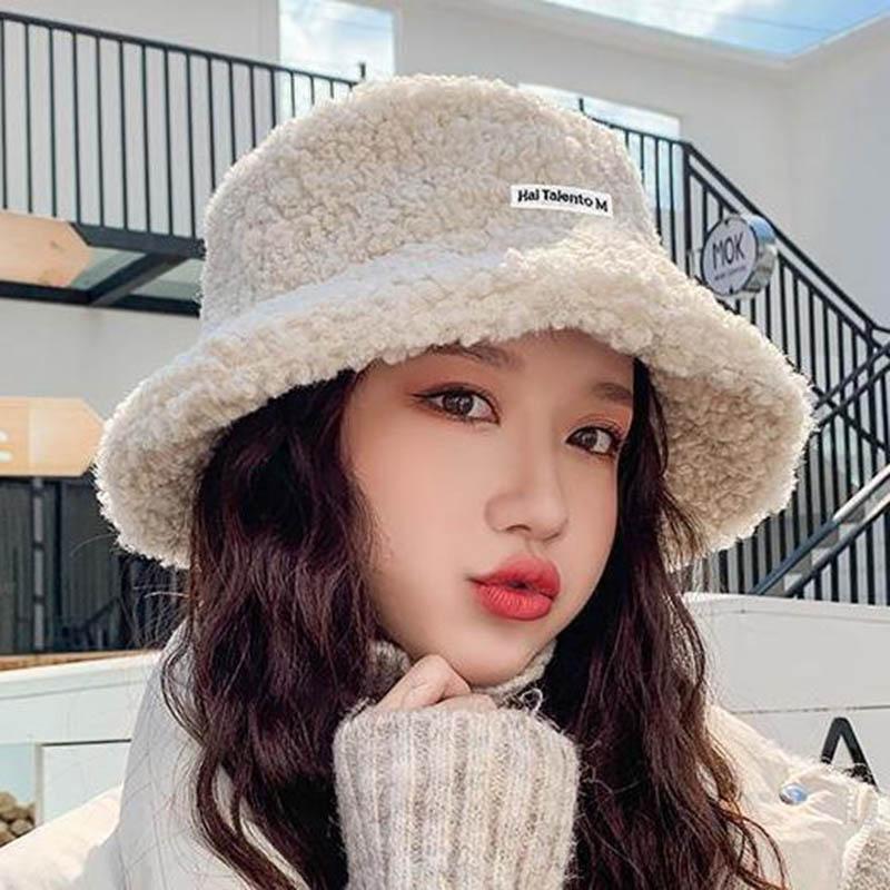 

Модная универсальная рыбацкая шапка из овечьей шерсти, женская осенне-зимняя теплая плюшевая шапка для бассейна One size