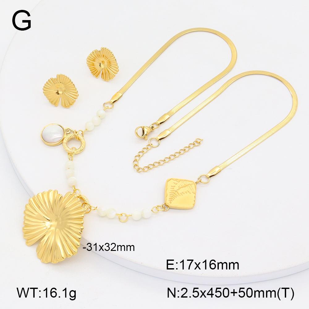 Stainless Steel Gold Flower Set Women 4pcs Necklace Earrings Bracelet Ring Cubic Zirconia Luxury Wedding Party Anniversary Gift