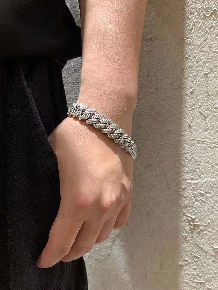 Collana a catena Cuban Link per uomo donna micro pavé in pietra CZ colore oro rosa gioielli hip hop
