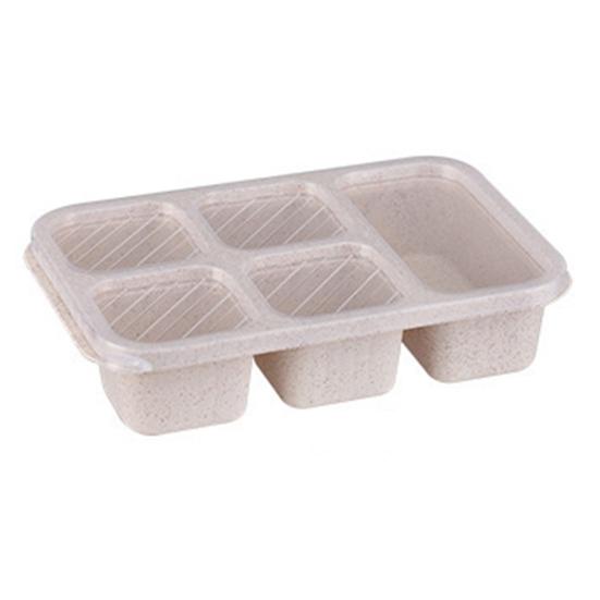

Lunch Box with Lid Five-Compartment Design Convenient Healthy Odorless Food Storage Containers for Snacks And Fruits бежевый