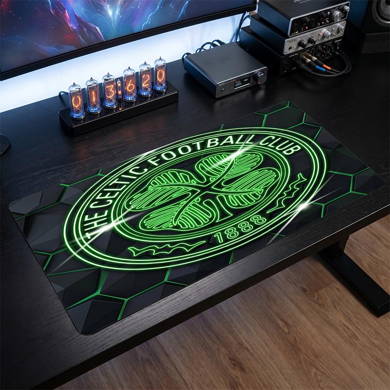 Celtic FC Theme Pattern Mouse Pad, Soccer Logo Design XXL Gaming Desk Mat Non-Slip Computer Mouse Pad